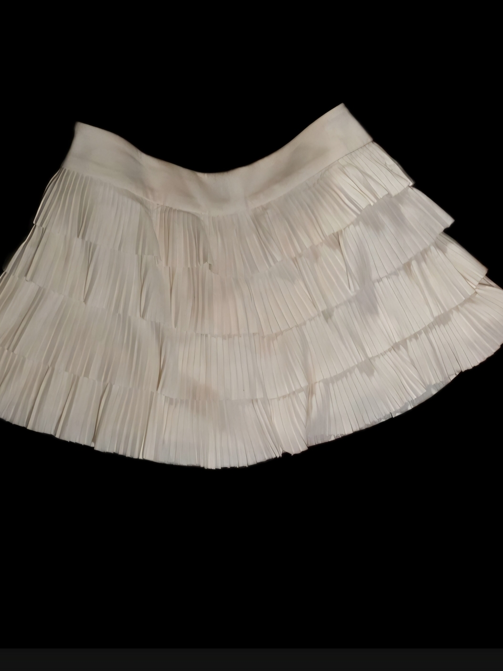 Tiered Pleated Mini Skirt in Ivory